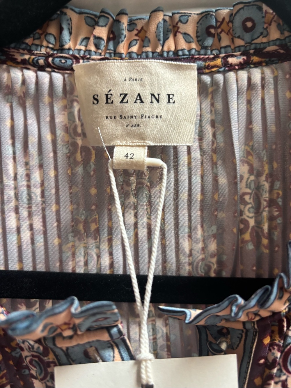 Sézane “Nelea” Bohemian Violet Floral Peasant Blouse - Picture 7 of 8